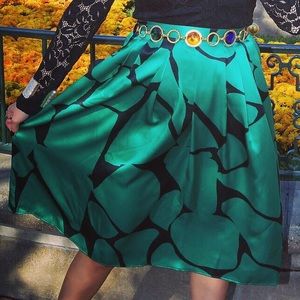 SALE!! Green silk vintage retro skirt